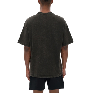 Wholesale Customized Heavyweight 100% Cotton High Street Style Eco-Friendly Quick Dry Acid Washed <b>Drop</b> Shoulder Men's T-shirts - Product Image 4
