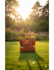 Le SouvenirsOrang Tiger Print Lady Customized Reversible Bohemian Vintage Fashion Velvet Lightweight 18" Shopping <b>Bag</b> Canvas - Product Image 2