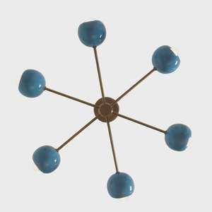 Modern Brass Geometric Ceiling Light Blue Globe Shades Mid Century Modern Indoor Fixture Living Room Home Decor - Product Image 2