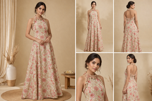 Boho Floral Hand Block Print Dress Sleeveless Ruffle Neck A Line Cotton Maxi Gown Women Casual Summer Handmade Outfit Piece - Product Image 5