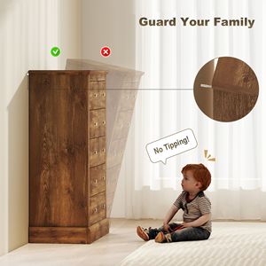 ตู้ลิ้นชักสไตล์ฟาร์มเฮาส์สีน้ำตาลขนาดกว้าง 31 นิ้ว พร้อมลิ้นชัก 5 ช่อง หน้าบานไม้ สำหรับห้องนอนและห้องนั่งเล่น - Product Image 5