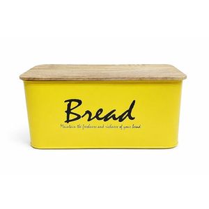 Panera Metálica Amarilla con Tapa de Madera, Caja Rectangular para Pan, Contenedor Hermético para Almacenamiento de Alimentos en la Cocina - Product Image 3