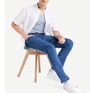 Vaqueros cómodos de corte ajustado al tobillo para hombre, estilo streetwear, al por mayor, pantalones vaqueros elásticos de diseñador para hombre, pantalones de hombre lavados. - Product Image 5