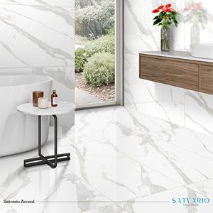 Azulejos de porcelana pulida con base blanca antideslizante y vetas grises, formato grande 60x120, diseño de suelo de mármol para baño, interior de villa. - Product Image 5