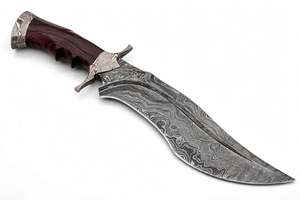 Cuchillo utilitario de acero de Damasco hecho a mano con mango ergonómico de palisandro, hoja de punta caída DIY OEM, 13 pulgadas de longitud total - Product Image 4