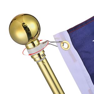 Asta portabandiera telescopica in alluminio dorato da 6 piedi con bandiera statunitense e sfera, set da 2 pezzi - Product Image 4
