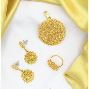 Pendentif en alliage de laiton plaqué or avec chaîne de boucles d'oreilles, ensemble de pendentifs tendance, bijoux de créateur traditionnels à l'exportation - Product Image 4