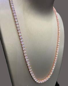 AMBER JEWELS Collar de Plata 925 con Baño de Rodio y Moissanita, Estilo Cubano, Lujo Hip Hop, Unisex, para Mujer, Certificado IGI, para Boda - Product Image 1
