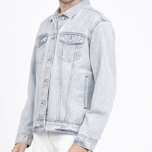 Veste en jean longue extensible sur mesure pour homme, en coton bleu, veste en jean unie pour l'hiver, pour homme, taille plus - Product Image 6