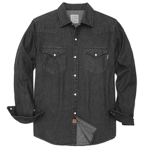 Chemise en jean foncé pour homme, manches longues, boutonnée, style western décontracté, avec deux poches poitrine - Product Image 1