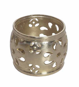 Rond de serviette fait à la main couleur dorée nouveau look stocké décoration de table de mariage et de fête - Product Image 5