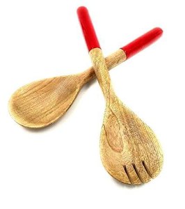 Utensilios de servir de bambú, cuchara para ensalada, tenedor, hechos a mano, de madera natural, herramientas de cocina para uso en restaurantes y cenas. - Product Image 2