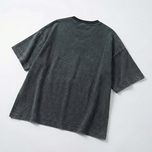 Wholesale <b>Charcoal</b> Washed Oversized Boxy Fit <b>T</b>-<b>Shirt</b> Tonal Chest Print Streetwear OEM Private Label - Product Image 2