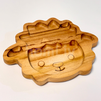 Assiette pour enfants en bois de teck OEM, naturelle, écologique, Wooly Dolly, durable, sans peinture ni vernis, halal, personnalisable