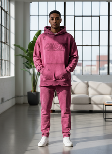 Sudadera con Capucha para Hombre, Estilo Desgastado, 100% Algodón, Felpa Francesa de 450 g/m², Lavado Ácido con Efecto Descolorido por el Sol, Personalizada, Estilo Urbano, OEM - Product Image 3