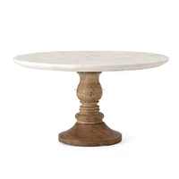 Support à gâteau rond moderne en bois avec plateau en marbre de 10 pouces, centre de table de mariage naturel, Inde
