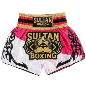 Shorts de combat Muay Thai personnalisés en satin avec logo imprimé par transfert thermique, unisexes, pour adultes, shorts d'entraînement d'arts martiaux, service OEM - Product Image 1