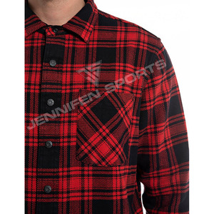เสื้อเชิ้ตผู้ชายสไตล์วินเทจเรโทรลายสก็อตผ้าแฟลนเนลหนาสีดำแดง แขนยาวติดกระดุม ODM สำหรับฤดูใบไม้ร่วง ฤดูหนาว ฤดูใบไม้ผลิ - Product Image 2