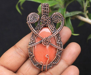 Colgante de Piedra de Jaspe Rojo Hecho a Mano, Envuelto en Alambre de Oro Rosa, Gema Ovalada, Joyería Artesanal, Oro de 18K, para Compromiso, Boda, Aniversario - Product Image 4