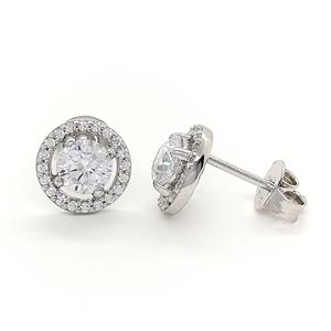 Pendientes de Botón de Circonita de Moda con Diseño Nuevo, Forma Redonda, Chapados en Rodio Clásico, para Aniversario - Product Image 2