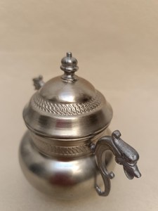 Azucarera de peltre vintage con diseño italiano y asas únicas, 95% MONDIAL PL PURO 95, copas de licor de metal, copas de azúcar de peltre. - Product Image 2