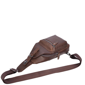 Sac bandoulière en cuir marron personnalisé, best-seller, avec boucle décorative, sac de poitrine, sac de voyage, organisateur de rangement, unisexe - Product Image 4