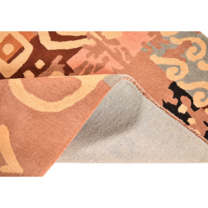 Tapis moderne en soie tufté à la main, motif géométrique tribal d'inspiration africaine, 5x7 pieds - Product Image 3