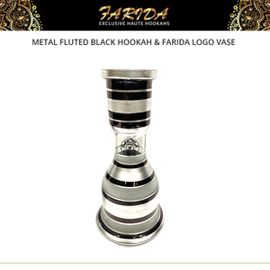 Competitive Price Good Quality Unique Design Lacquer Finish Luxury Egyptian Metal Fluted Black <b>Mini</b> Hookah Farida Logo <b>Vase</b> - Product Image 4