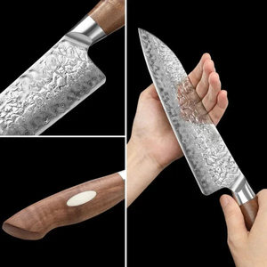 Couteau de chef Damas personnalisé, couteau de cuisine artisanal haut de gamme, acier à haute teneur en carbone, ustensiles de cuisine, fabricant OEM, manche en bois d'olivier - Product Image 3