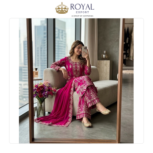 Colección de Diseñador de Ropa India de Alta Calidad, Traje Sharara de Seda Vichitra Pura con Bordado de Lentejuelas - Product Image 3