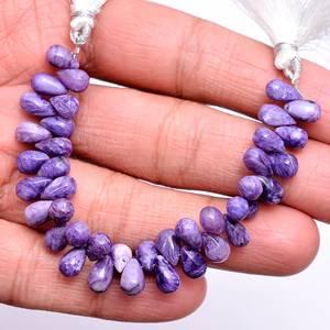 Cuentas de Charoita AAA+ de 5x8mm, forma de lágrima, lisas, Charoita natural rusa de color púrpura, piedra semipreciosa, cuentas elegantes para joyería. - Product Image 4