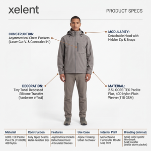 Veste imperméable personnalisée avec logo 3XL, veste technique en nylon 2.5L, coupe-vent rétro, streetwear, veste de montagne, vêtement d'extérieur - Product Image 5