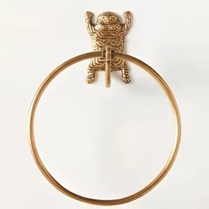 Classic Gold Tone Metal Towel Bar Straight Wall Mounted Bathroom Storage Holder <b>Rack</b> Rust Resistant Single Tier Towel Holder - Product Image 4