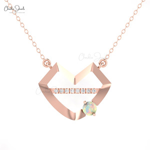 สินค้าขายดี สร้อยคอรูปหัวใจประดับโอปอลไฟ 0.24 กะรัต ทองคำแท้ 14k ประดับเพชรแบบฝัง ราคาสุดคุ้ม - Product Image 2