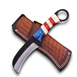 Cuchillo de Supervivencia para Camping y Caza, Hecho a Mano, de Alta Calidad, Forjado, con Orificio para el Dedo, Hoja Fija Tipo Halcón, Acero al Carbono, OEM/ODM/OBM - Product Image 1