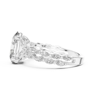 Anillo de Compromiso con Diamante Cultivado en Laboratorio de Corte Ovalado de 2 Quilates, Oro Sólido de 18K, Doble Hilera de Marquesas, Certificado IGI, VVS E-F - Product Image 4