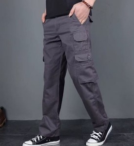 Men's Cargo Pants Casual Multi Pockets <b>Large</b> Size Autumn High Waist Straight 100% Cotton <b>Canvas</b> Pants - Product Image 3