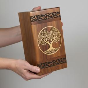 Urna Funeraria de Madera Maciza Premium con Grabado del Árbol de la Vida, Recipiente para Cenizas Conmemorativas para Adultos, Uso de Exportadores - Product Image 3