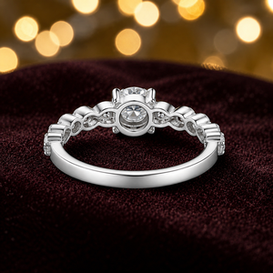 Bague de fiançailles et alliance en argent sterling 925 avec moissanite, plaqué or blanc, sertissage griffe, bijoux pour femme - Product Image 5