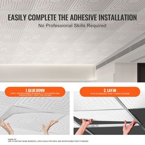Piastrelle per Soffitto in PVC Premium, Confezione da 12, 60x60 cm, Facile Installazione, Tipo a Incastro, Piastrelle in Plastica Adesiva - Product Image 5