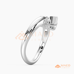 Bague Feuille en Or Blanc Plaqué Diamant de Laboratoire pour Femme, Minimaliste, Empilable, Inspirée de la Nature, Alliance de Mariage, Bijoux Fins, Style Américain - Product Image 6