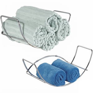 Metal Wall Mounted Towel Rack and Storage Organizer for Bathroom Rolled Bath Towels Washcloths and Linens In Good Price - Product Image 5