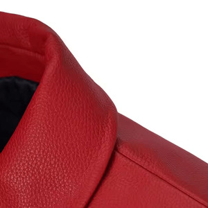 Latest <b>Hot</b> Selling Premium Quality Custom Design <b>Red</b> Real Leather Jacket Streetwear Square Collar Leather Outdoor Jackets Men's - Product Image 6