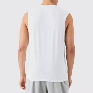 Débardeur noir sans manches pour homme, couleur unie, col rond, tricoté, décontracté - Product Image 3