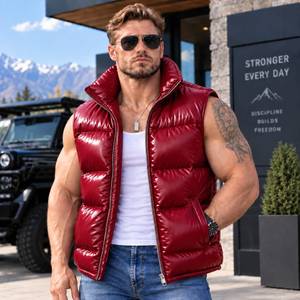 Chaleco de Cuero para Hombre, Chaleco Bomber de Cuero Genuino, Abrigo sin Mangas para Invierno, Lederweste für Herren - Product Image 3