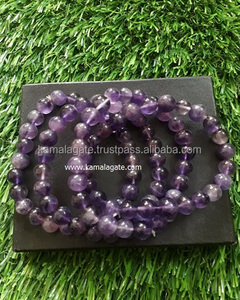Handmade <b>Chakra</b> Style Amethyst Gemstone Bracelet 8mm Natural Semi-Precious Stone Beads for Reiki Healing Meditation Gift - Product Image 4