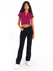 Camiseta Polo Corta de Manga Corta para Mujer, Ajustada, de Algodón Suave, Estilo Y2K, Ropa Urbana, Informal, para Club, Top de Moda - Product Image 4