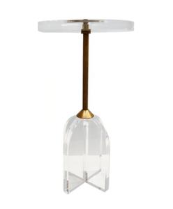 Clear Acrylic <b>Side</b> <b>Table</b> <b>Gold</b> Metal Pedestal End <b>Table</b> Modern Living Room Accent Coffee <b>Table</b> - Product Image 1