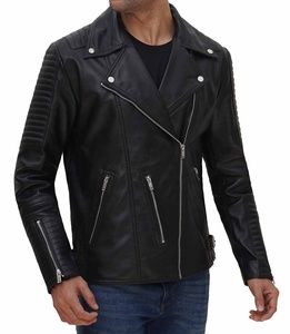 Veste en cuir noire élégante, vêtements d'extérieur tendance pour hommes, pour un style décontracté et streetwear - Product Image 1