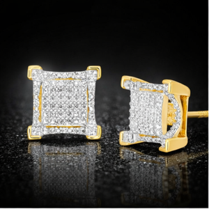 Pendientes de tuerca con diamantes cultivados en laboratorio, oro macizo de 10K con baño de rodio, estilo clásico, unisex, regalo para aniversario o fiesta - Product Image 4